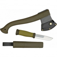 Набор Morakniv Outdoor Kit MG, нож Morakniv 2000 сталь Sandvik 12C27, цвет зеленый + топор купить в Красноярске