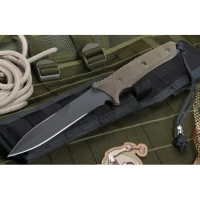 Нож с фиксированным клинком Spartan Breed Fighter (Black SpartaCoat/Green Micarta/Black Molle Sheath) 13.97 см. купить в Красноярске