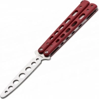 Тренировочный нож-бабочка (балисонг) Balisong Trainer, Boker Plus 01BO712, клинок из нержавеющей стали Zero-ground Plain (без заточки), рукоять стеклотекстолит G10, красный купить в Красноярске