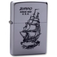 Зажигалка ZIPPO Boat-Zippo Satin Chrome, латунь с ник.-хром. покрыт., сереб., матовая, 36х56х12мм купить в Красноярске